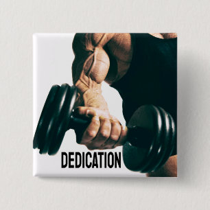 Badge Carré 5 Cm Dédication Motivation Muscles d'entraînement