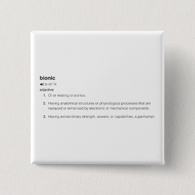 Badge Carré 5 Cm Définition bionique en noir (Devant)