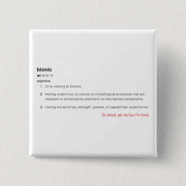 Badge Carré 5 Cm Définition bionique en noir Aller de l'avant Deman (Devant)