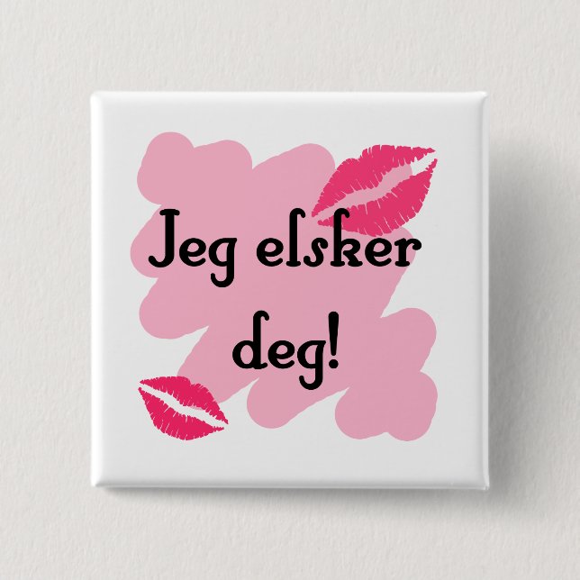 Badge Carré 5 Cm Degré d'elsker de Jeg - Norvégien je t'aime (Devant)