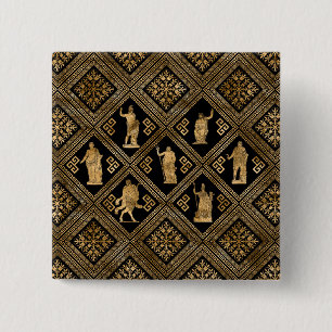 Badge Carré 5 Cm Déités grecques et méandre ornement clé