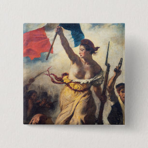 Badge Carré 5 Cm Delacroix - La Liberté guidant le peuple Gros plan