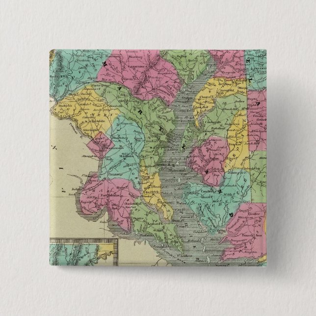 Badge Carré 5 Cm Delaware Et MaryLand (Devant)
