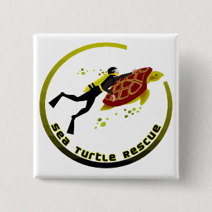 Badge Carré 5 Cm Délivrance de tortue de mer