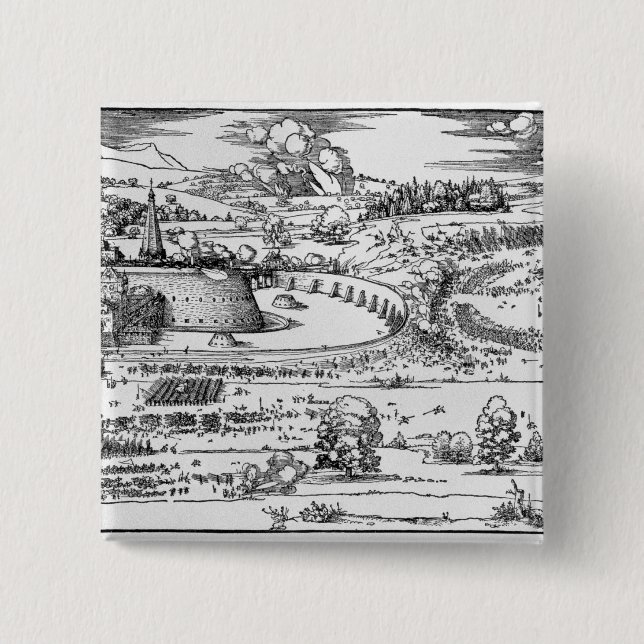 Badge Carré 5 Cm Démonstration des mesures défensives (Devant)