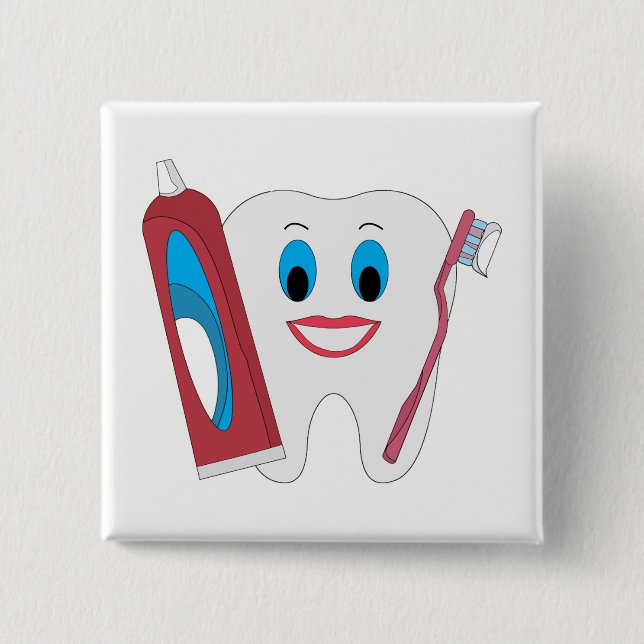Badge Carré 5 Cm Dent Heureuse (Devant)