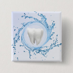 Badge Carré 5 Cm Dentiste Dental Dental Dental Water Professionnel