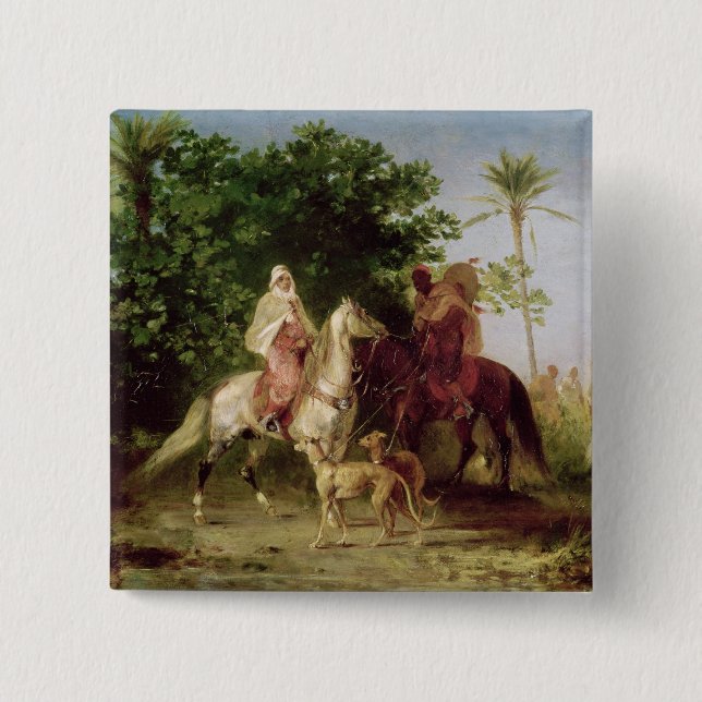 Badge Carré 5 Cm Départ pour la chasse (Devant)