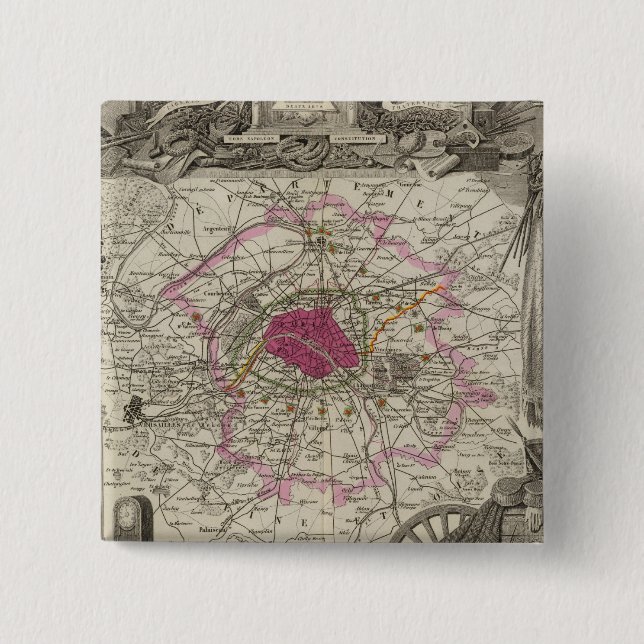 Badge Carré 5 Cm Département de la Seine (Devant)