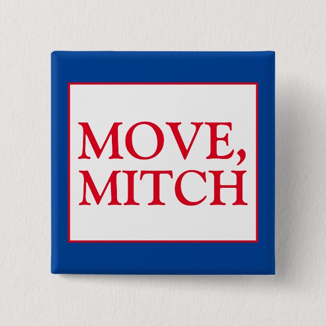 Badge Carré 5 Cm Déplacer Mitch McConnell Vote Élections bleues au  (Devant)
