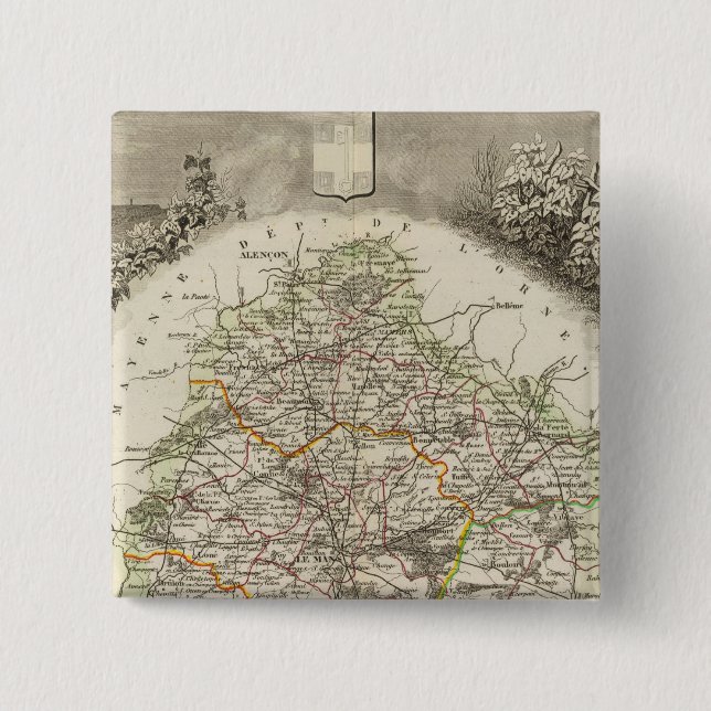 Badge Carré 5 Cm Dept De La Sarthe (Devant)