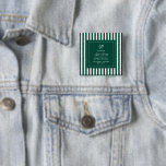 Badge Carré 5 Cm Dernier Swing avant l'alliance Verte célibataire<br><div class="desc">Ajoutez un détail amusant et élégant à votre célébration avec ce bouton personnalisé de bachelorette de tennis,  conçu pour se coordonner parfaitement avec un thème de fête de hen rayé vert et blanc.</div>