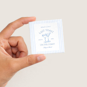 Badge Carré 5 Cm Dernière Toast sur la Plage Côtière Bleue Enterrem
