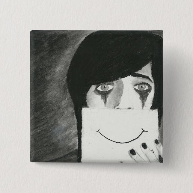 Badge Carré 5 Cm Derrière le masque (Devant)