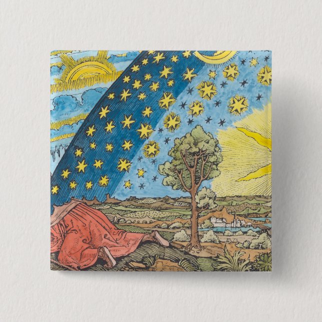 Badge Carré 5 Cm Description fantastique du système solaire (Devant)