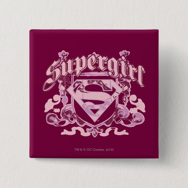 Badge Carré 5 Cm Design de crête Supergirl (Devant)