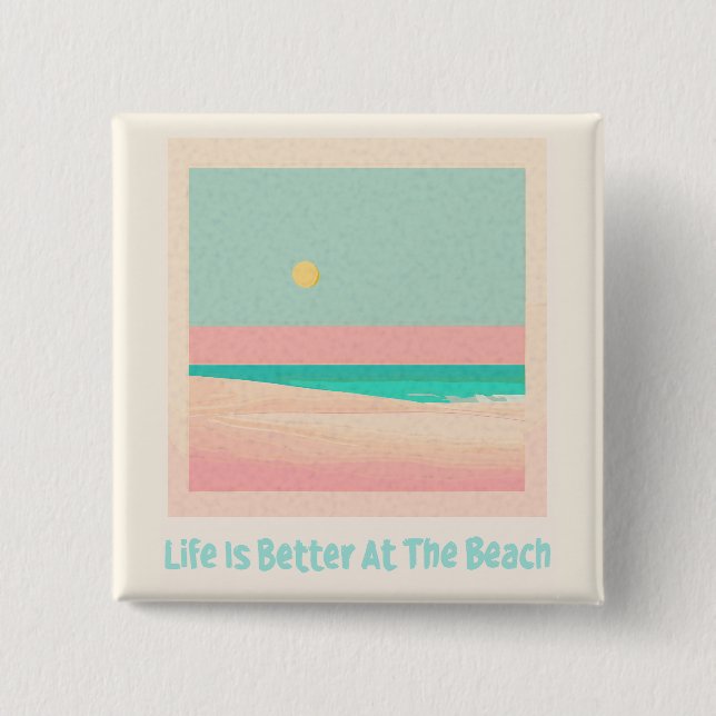 Badge Carré 5 Cm Design de plage (Devant)