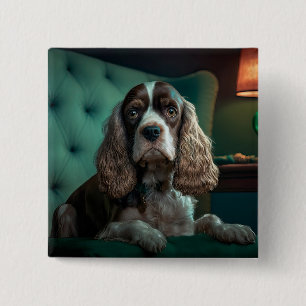 Badge Carré 5 Cm Design de portrait classique de Cocker Spaniel élé