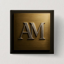 Design en métal doré brossé Monogram AM