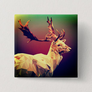 Badge Carré 5 Cm Design en polygone de cerf