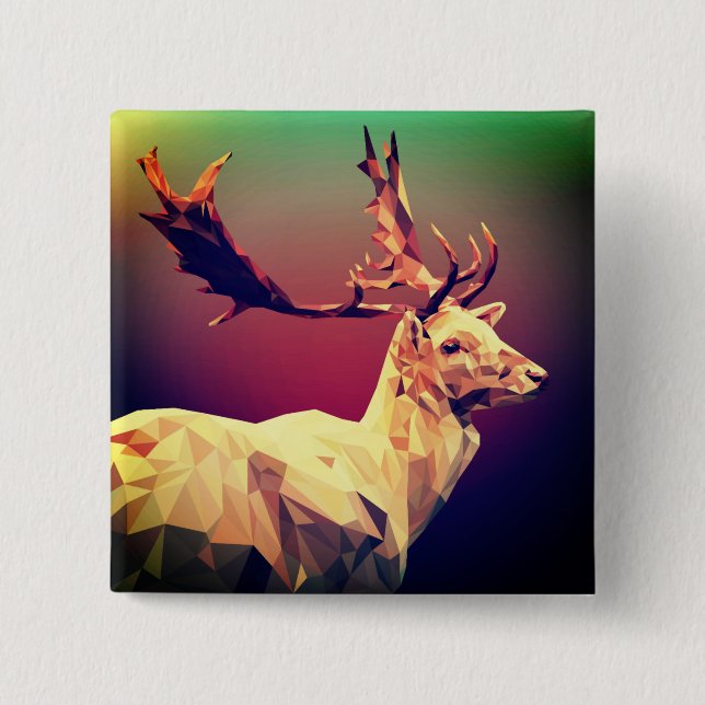 Badge Carré 5 Cm Design en polygone de cerf (Devant)