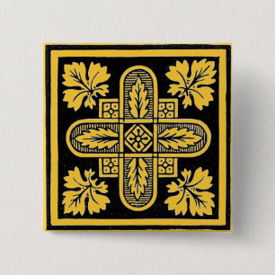 Badge Carré 5 Cm Design floral