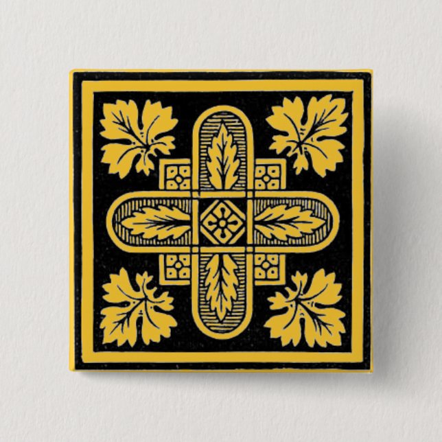 Badge Carré 5 Cm Design floral (Devant)