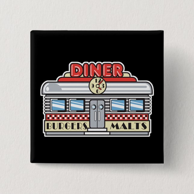 Badge Carré 5 Cm design rétro (Devant)