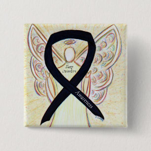 Badge Carré 5 Cm Désordres du sommeil Sensibilisation Noir Ruban An