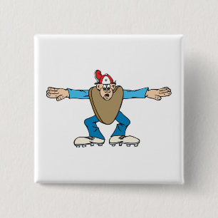 Badge Carré 5 Cm dessin animé arbitre appelant SÛR