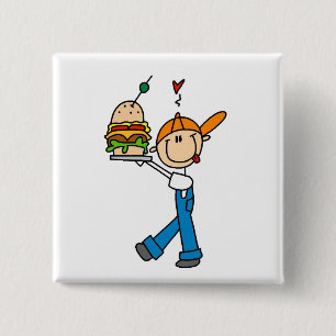 Badge Carré 5 Cm Dessin animé bâton Connaisseur de Sandwich