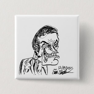 Badge Carré 5 Cm dessin animé de méchant flippant