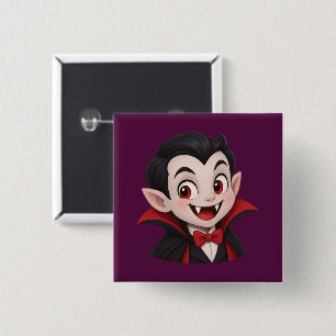Badge Carré 5 Cm Dessin animé d'Halloween de vampire mignon