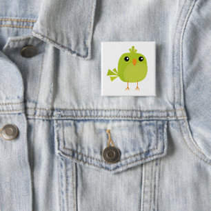 Badge Carré 5 Cm Dessin animé d'oiseau vert mignon
