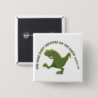 Badge Carré 5 Cm Dessin animé drôle de T rex Dieu a fait chaque cré