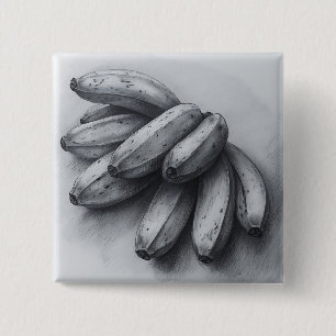 Badge Carré 5 Cm Dessin au crayon de bananes à couper le souffle