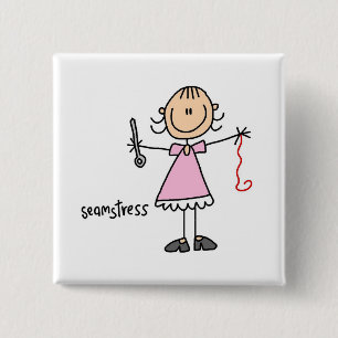 Badge Carré 5 Cm Dessin de bâton de couturière
