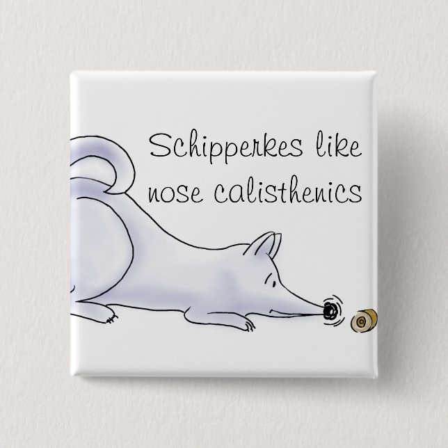 Badge Carré 5 Cm Dessin de Chien Schipperke (Devant)