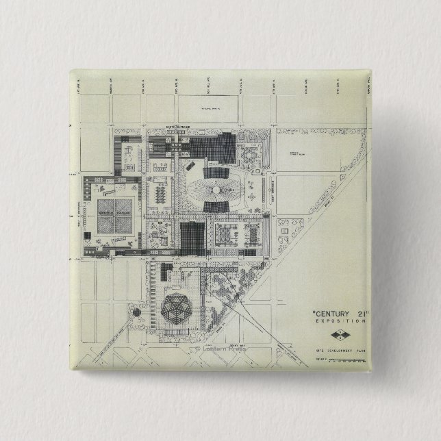 Badge Carré 5 Cm Dessin de conception aérienne des aiguilles spatia (Devant)