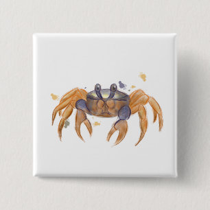 Badge Carré 5 Cm Dessin de crabe mou
