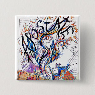 Badge Carré 5 Cm Dessin de Doodle gratuit coloré Apostate
