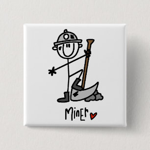 Badge Carré 5 Cm Dessin de mineur