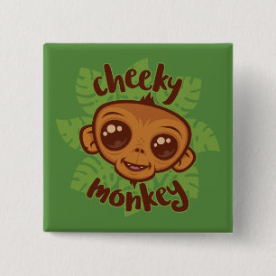 Badge Carré 5 Cm Dessin de primate de singe mignon
