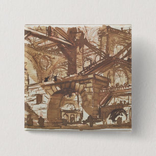 Badge Carré 5 Cm Dessin d'une prison imaginaire