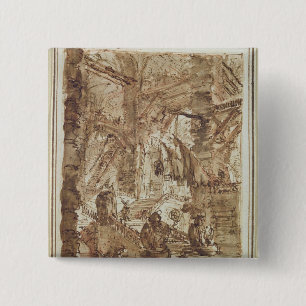 Badge Carré 5 Cm Dessin préparatoire pour le numéro de plaque VII