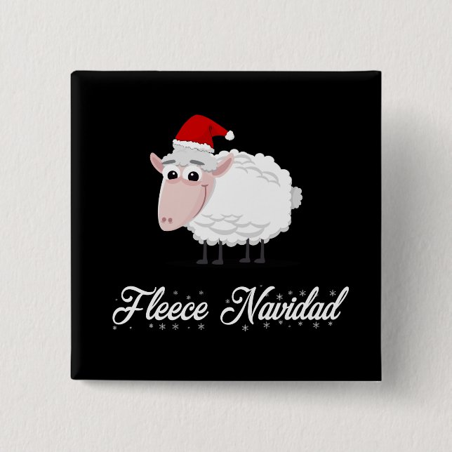 Badge Carré 5 Cm Dessin Sheep Fleece Navidad (Devant)