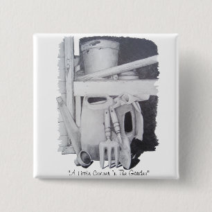 Badge Carré 5 Cm Dessin toujours de la vie des outils de jardin