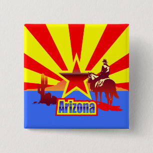 Badge Carré 5 Cm Dessin vintage de drapeau d'état de l'Arizona