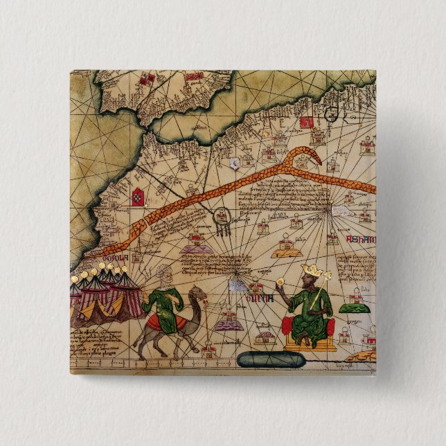 Badge Carré 5 Cm Détail de copie d'une carte catalanne de l'Europe (Devant)