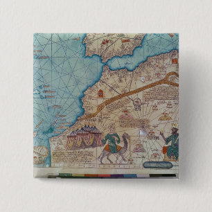 Badge Carré 5 Cm Détail de l'atlas catalan, 1375